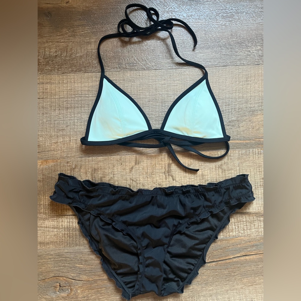 Victoria's Secret Black and light teal Bikini set. Women’s Size Medium.